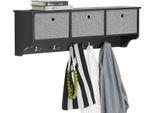 Sobuy Appendiabiti A Muro Mensola A Muro Appendiabiti A Muro Con 3 Cestini E 5 Ganci Appendiabiti Nero