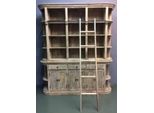 Casa Padrino Libreria In Stile Country Con Scala Colori Naturali 200 X 42 X H. 230 Cm - Mobile In Legno Massiccio - Mobile A Scaffale - Mobile Da Soggiorno - Mobile Da Ufficio - Mobili In Stile Country