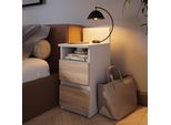 Vicco Comodino Camera Da Letto Monty, 25 X 59.1 Cm Con 2 Cassetti, Bianco/Sonoma