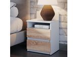 Vicco Comodino Camera Da Letto Monty, 32.3 X 59.1 Cm Set Di 2, Bianco/Sonoma
