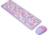 Tastiera Mouse Combo, Set Di Mouse E Tastiera Wireless 2.4G Per Windows, Mouse E Tastiere Wireless Retrò E Compatte, Per Pc/Laptop (Viola)