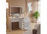 Vicco Tavolo Da Toilette Marla, 120 Cm Con 3 Cassetti, Bianco Lucido
