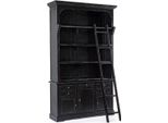 Casa Padrino Mobile In Stile Country Con Scaletta Nero Antico 143,5 X 40,6 X H. 233,7 Cm - Libreria - Mobile A Scaffale - Mobile Da Soggiorno - Mobile Da Ufficio - Mobili Stile Country