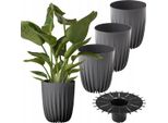 Set Di 3 Vasi Da Fiori Lamela | Mira | Eco | Antracite | 19 Cm