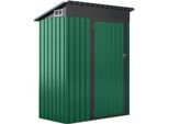Capanno Da Giardino In Metallo Costway, 150 X 90,5 X 185 Cm | 1,5 M³, Capanno Per Attrezzi Con Tetto A Una Falda E Porta, Capanno Per Attrezzi Con Serratura, Capanno Da Giardino Per Esterni Verde