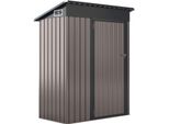 Capanno Da Giardino In Metallo Costway, 150 X 90,5 X 185 Cm | 1,5 M³, Capanno Per Attrezzi Con Tetto A Una Falda E Porta, Capanno Per Attrezzi Con Serratura, Capanno Da Giardino Per Esterni Grigio Scuro