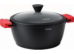Casseruola Briebe Black Titanium Ad Induzione In Titanio, 16 Cm In Alluminio Fuso, Senza Pfoa, Coperchio In Vetro Nero