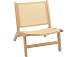 Homcom Poltrona Reclinabile Senza Braccioli, Sedia Con Schienale In Rattan, Struttura In Legno, Sedia Da Lettura Per Soggiorno Camera Da Letto In Legno Naturale