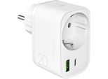 Puro 20W Caricatore Power Delivery Con Spina E Presa Schuko 1X Usb-C + 1X Usb-A - Bianco