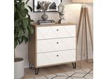 Vicco Cassettiera Per Camera Da Letto Nizza, 80.2 X 82.6 Cm Con 3 Cassetti, Artigianale/Bianco/Bianco