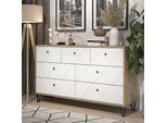 Vicco Cassettiera Per Camera Da Letto Nizza, 140.2 X 82.6 Cm Con 7 Cassetti, Artigianale/Bianco/Bianco