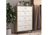 Vicco Cassettiera Per Camera Da Letto Nizza, 80.2 X 127.4 Cm Con 5 Cassetti, Artigianale/Bianco/Bianco