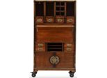 Casa Padrino Mobile Bar In Stile Vintage Con Rotelle Marrone 96 X 37 X H. 173,5 Cm - Mobile Bar In Legno Massello - Mobili Bar In Stile Vintage - Mobili Bar - Mobili Bar In Legno Massello