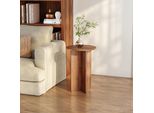 Tavolino 'Vappevn' Comodino 60 X Ø40 Cm Rotondo Effetto Noce