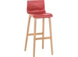 Sgabello Da Bar - Sgabello Alto - Comfort Di Seduta Ergonomico, Polipropilene E Faggio. Colore Del Legno: Rosso