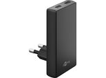Caricabatterie Rapido Doppio Di Goobay, 45W, 2X USB-C, 90° Srotolato, Piatto, Nero