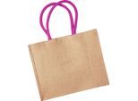 Westford Mill W407 | Classic Jute Shopper 42 X 33 X 19 Cm - Colore: Naturale/Fucsia - Taglia: Unica