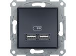 Presa Di Corrente 2X Usb 2.1A Senza Cornice Antracite Schneider Asfora