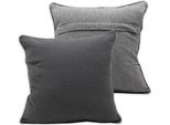 Home Elements Federa Con Bordo, Cotone Riciclato Grigio Scuro E Chiaro
