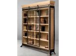 Casa Padrino Libreria In Stile Industriale Colori Naturali / Nero 245,5 X 42 X H. 247 Cm - Mobile In Legno Massiccio Con Anta Scorrevole - Mobile Da Soggiorno - Mobile Da Ufficio - Mobili In Stile Industriale
