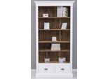 Casa Padrino Libreria In Stile Country Bianco/Marrone 109 X 39 X H. 210 Cm - Mobile In Legno Massello - Mobile A Scaffale - Mobile Da Soggiorno - Mobile Da Ufficio - Mobili In Stile Country