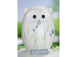 Gilde Figur, Eule, "Wildblume"", Blumenmuster, Keramik, Weiß, , L. 12 Cm, B. 15 Cm, H. 20 Cm 20655"