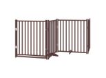 Vidaxl Cancelletto Per Cani 4 Pezzi Con Porta Pieghevole In Legno Di Abete Rovere Marrone 320 Cm