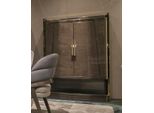 Casa Padrino Mobile Bar Grigio/Oro 120 X 45,5 X H. 165,5 Cm - Mobile Vino In Legno Massiccio A 2 Ante - Mobili Bar - Mobili Per Hotel - Mobili