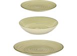 Vessia | Set Di Piatti Da Portata - 27 Cm, 21 Cm, 19 Cm - Verde - Set Di 12 Piatti - Per 4 Persone