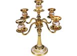 Inf Elegante Candelabro A 5 Bracci In Lega Di Zinco - Centrotavola Romantico Oro Bianco
