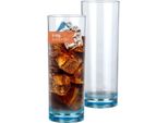 Bicchiere Milano Long Drink Linea Blu Set Di 2 In Policarbonato 330 Ml Infrangibile Senza Bpa Leggero - Per Campeggio Picnic Festival Outdoor Long Drink Soft Drink