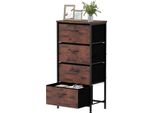 Cassettiera Costway Con 4 Cassetti In Tessuto, Cassettiera Con Piano In Legno E Struttura In Metallo, Credenza, Mobile Contenitore, 45 X 30 X 95 Cm, Marrone