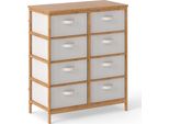 Cassettiera Costway Con 8 Cassetti Estraibili In Tessuto E Struttura In Bambù, Cassettiera In Tessuto, Cassettiera, 80 X 40 X 94 Cm