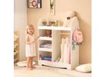 Armadio Per Bambini Fch Con 3 Ripiani Aperti, Ganci, Armadio Per Bambini Con Appendiabiti, Bianco