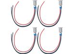 4 Set Di Led Rotondi Precablati Impermeabili A 2 Colori Indicatore Luminoso Anodo Comune 10 Mm 1224V (Rosso E Blu)