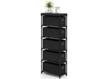 Cassettiera Costway Con 5 Cassetti, Struttura In Metallo E Piano In Legno, Torre Porta Abiti, Cassettiera Salvaspazio In Tessuto Per Il Soggiorno, Nero