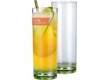 Bicchiere Milano Long Drink Linea Verde Set Di 2 In Policarbonato 330 Ml Infrangibile Senza Bpa Leggero - Per Campeggio Picnic Festival Outdoor Long Drink Soft Drink