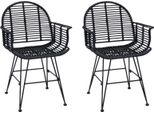 Vidaxl Sedia Da Pranzo 2 Pezzi Nero 57 X 54,5 X 85 Cm Rattan E Ferro