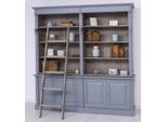 Casa Padrino Libreria In Stile Country Con Scaletta Azzurro/Grigio 223 X 51 X H. 228 Cm - Mobile In Legno Massello - Mobile Da Soggiorno - Mobile A Scaffale - Mobile Da Ufficio - Mobili In Stile Country