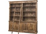 Casa Padrino Libreria In Stile Country Con Scala Marrone 223 X 51 X H. 228 Cm - Mobile In Legno Massello - Mobile Da Soggiorno - Mobile A Scaffale - Mobile Da Ufficio - Mobili In Stile Country