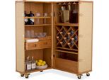 Casa Padrino Mobile Vino Con Design A Valigia Colore Naturale/Marrone 59 X 59 X H. 122,5 Cm - Mobile A Valigia Con Rotelle - Mobili Bar - Mobili - Qualità Lusso