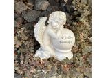 Eberin - Angelo Da Tomba Cimiteriale - Angelo Inginocchiato Su Una Palla Con Iscrizione Per La Tomba - Detto Funebre In Silenzioso Ricordo - Decorazione Della Tomba Con Angelo - Beige Antico -