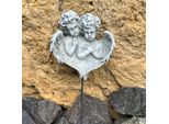 Eberin - Cimitero Commemorativo Coppia Di Angeli A Cuore - Coppia Di Angeli In Lutto - Ottica In Pietra Vera - Angelo Grigio Antico - Angelo Funerario Da Attaccare - Angelo Ad Ala Di Cuore