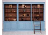 Casa Padrino Libreria In Stile Country Con Scala Blu Chiaro/Marrone Scuro 223 X 51 X H. 228 Cm - Mobile In Legno Massello - Mobile Da Soggiorno - Mobile A Scaffale - Mobile Da Ufficio - Mobili In Stile Country