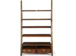 Casa Padrino Scaffale In Stile Vintage Marrone Scuro / Ottone 140 X 60 X H. 240 Cm - Libreria In Legno Massello - Mobile Da Soggiorno - Mobile Da Ufficio - Mobili Da Ufficio - Mobili In Stile Vintage
