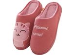 Donna Uomo Pantofole Pantofole Di Peluche Welcome Home 1 Rosso Taglia 36/37