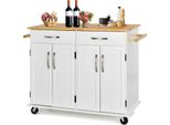 Costway Carrello Da Cucina Con Piano Di Lavoro E Portasciugamani, Carrello Di Servizio Su Ruote, Isola Da Cucina In Legno