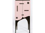 Casa Padrino Mobile Bar Rosa / Nero / Ottone 48 X H. 134 Cm - Mobile Vino In Legno Massiccio A 2 Ante - Arredo Bar - Arredo Hotel - Arredo Lusso