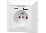 Orno Presa Singola 2P+Z, Usb-A + Usb-C