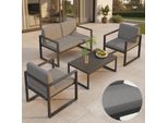 Mucola Set Di Sedute In Alluminio 4 Pezzi Set Da Pranzo Lounge Resistente Alle Intemperie Tavolo Grigio Mobili Da Giardino Balcone